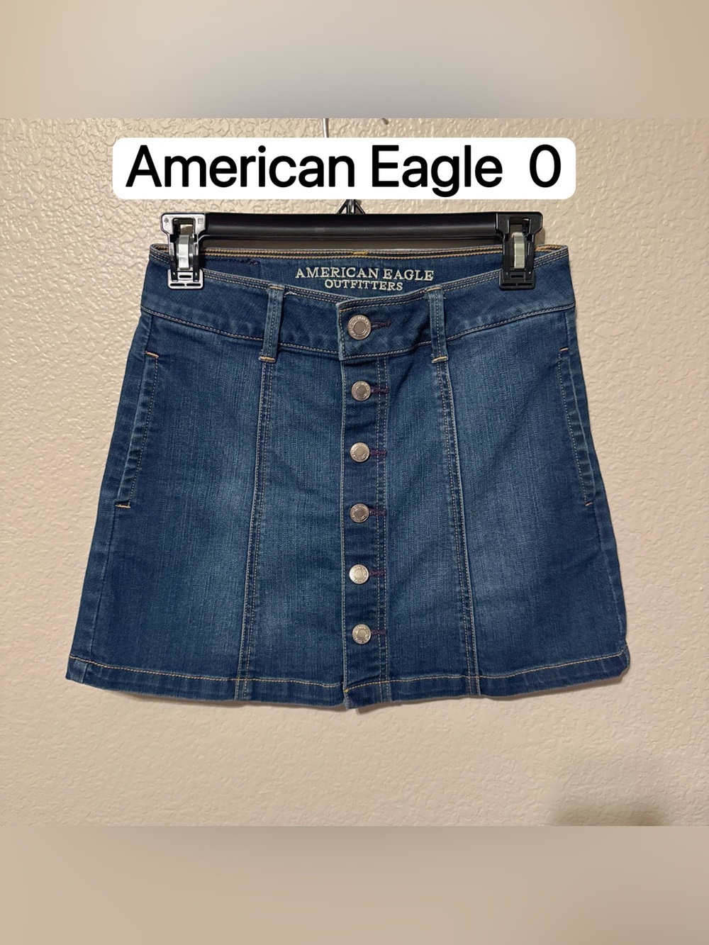 American Eagle Outfitters Denim Button Front Mini Skirt